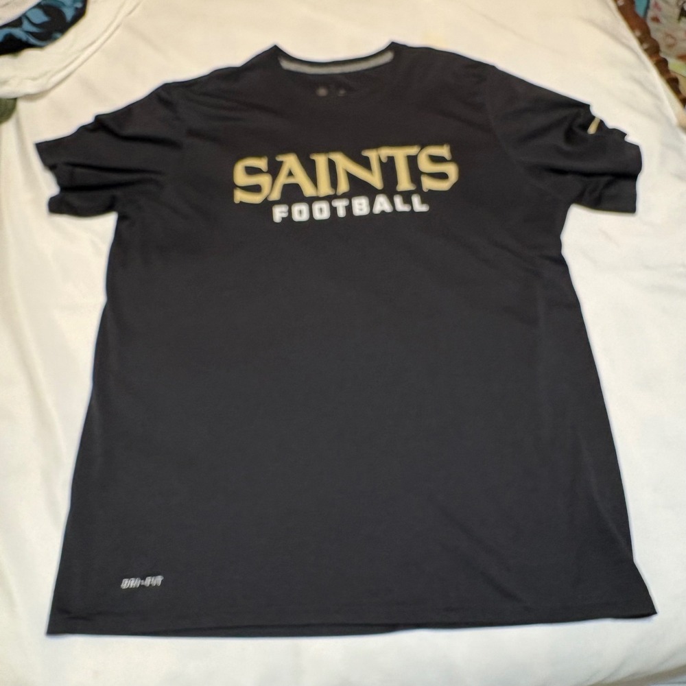 Nike Mens New Orleans Saints Football Dri-Fit T-Shirt Black XL NFL Graphic Tee